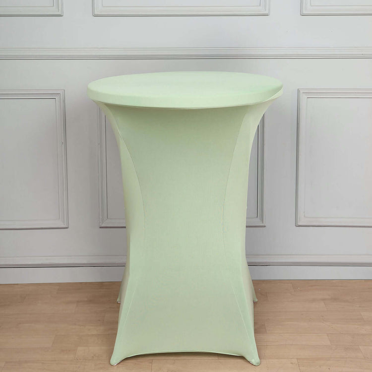 Sage Green Highboy Spandex Cocktail Table Cover, Fitted Tablecloth for 24"-32" Dia High Top Tables