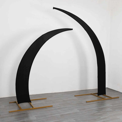 Set of 2 Black Spandex Half Crescent Moon Wedding Arch Covers, Custom Fitted Backdrop Stand Cover for Curved Arbor Flower Balloon Frame