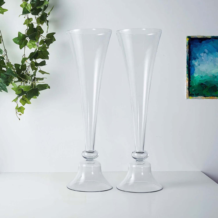 32 Inch Reversible Clarinet Glass Trumpet Vase Tall Vase Set of 2