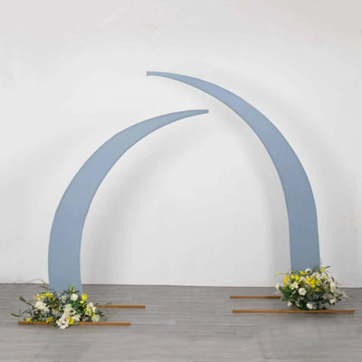 Set of 2 Dusty Blue Spandex Half Crescent Moon Wedding Arch Covers, Custom Fitted Backdrop Stand Cover for Curved Arbor Flower Balloon Frame