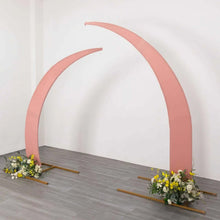 Set of 2 Dusty Rose Spandex Half Crescent Moon Wedding Arch Covers, Backdrop Stand