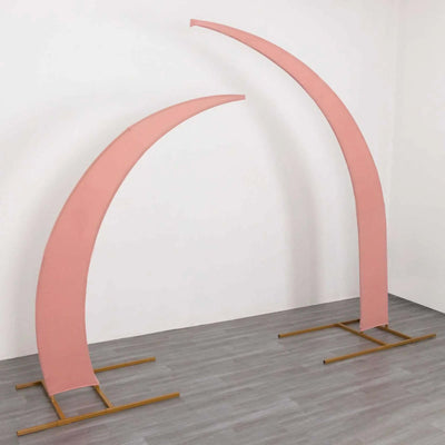 Set of 2 Dusty Rose Spandex Half Crescent Moon Wedding Arch Covers, Custom Fitted Backdrop Stand Cover for Curved Arbor Flower Balloon Frame