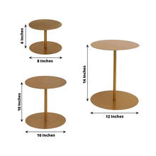 Set of 3 | Gold Heavy Duty Metal Round Pedestal Cake Stands