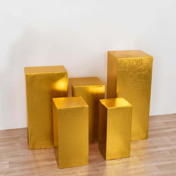 <strong>Gold Metallic Spandex Rectangular Display Box Covers</strong>