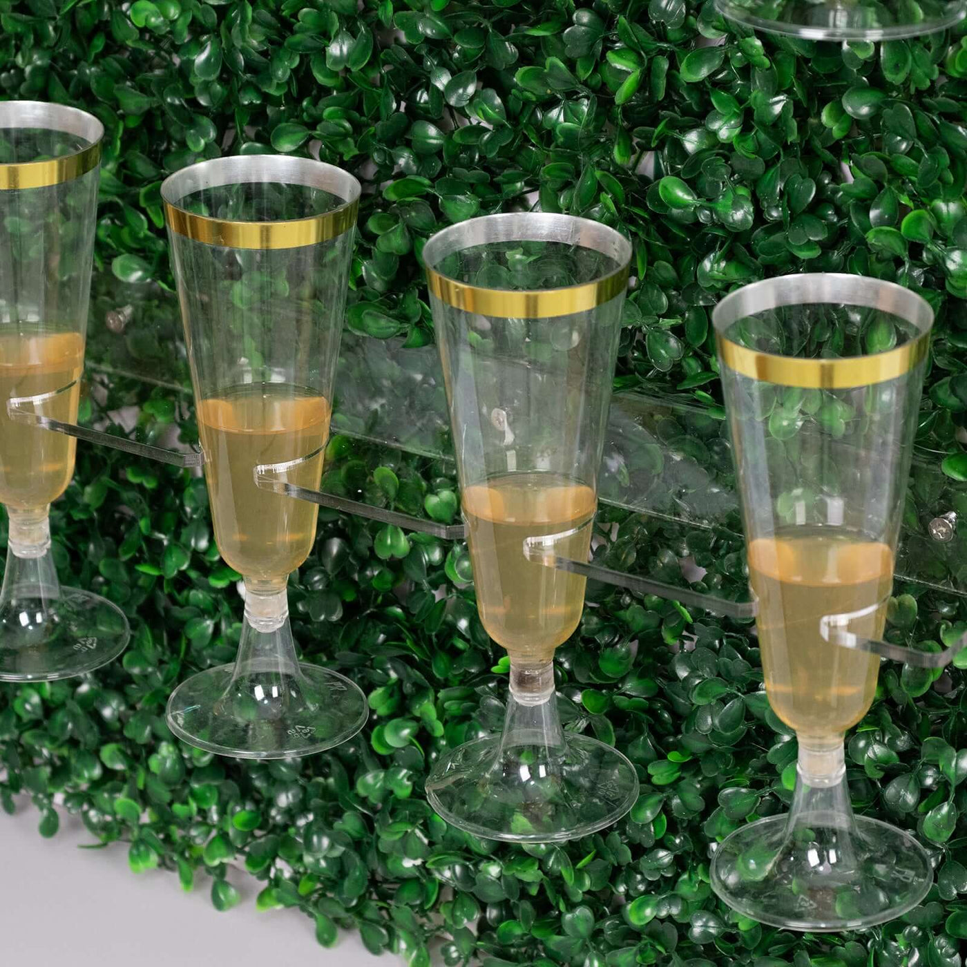 Set of 3 Green Boxwood Champagne Display Stand, Tiered Wine Glass Stem