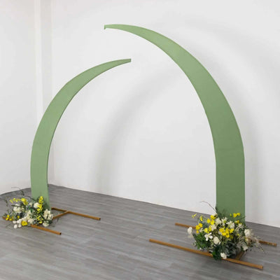 Set of 2 Sage Green Spandex Half Crescent Moon Wedding Arch Covers, Custom Fitted Backdrop Stand Cover for Curved Arbor Flower Balloon Frame