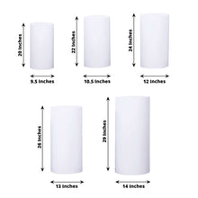 Set of 5 White Metal Cylinder Pillar Prop Stands For Wedding Aisle, Round Plinth Pedestal Display