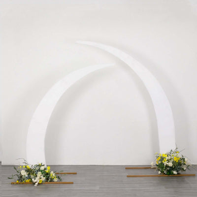 Set of 2 White Spandex Half Crescent Moon Wedding Arch Covers, Custom Fitted Backdrop Stand Cover for Curved Arbor Flower Balloon Frame