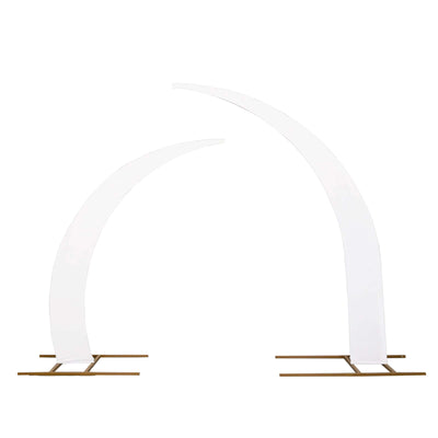 Set of 2 White Spandex Half Crescent Moon Wedding Arch Covers, Custom Fitted Backdrop Stand Cover for Curved Arbor Flower Balloon Frame