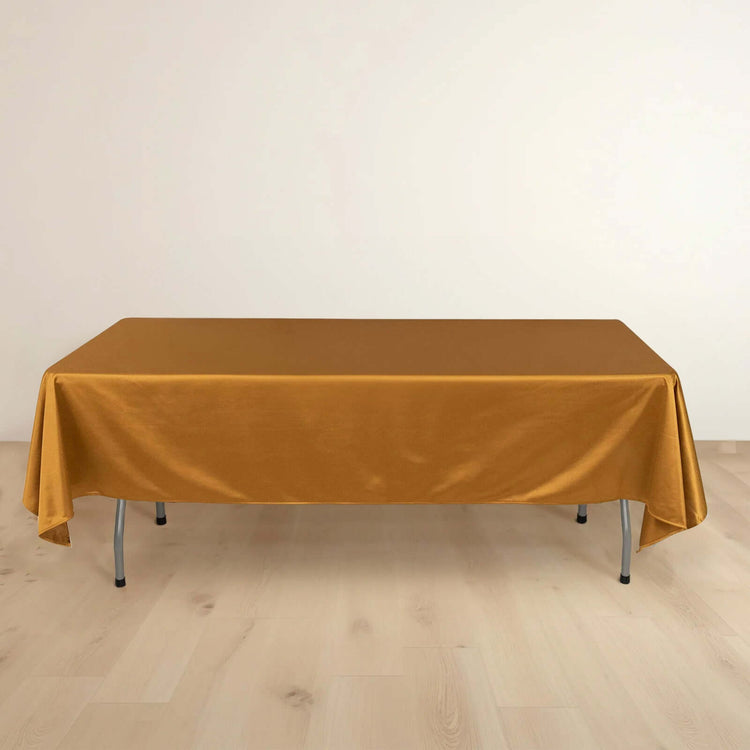 Shimmer Gold Premium Scuba Rectangle Tablecloth, Wrinkle Free Seamless Polyester Tablecloth