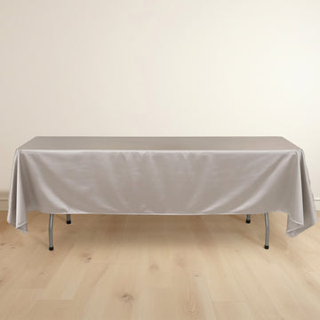 Shimmer Silver Premium Scuba Rectangle Tablecloth, Wrinkle Free Seamless Polyester Tablecloth - 60"x102"