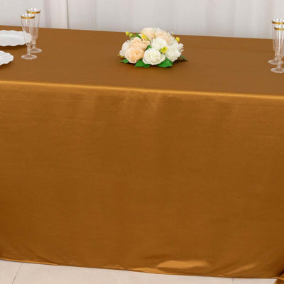 Scuba Rectangular Tablecloth 90"x156" Shimmer Gold - Wrinkle Free & Stain Resistant Seamless Table Cover for Luxurious Events