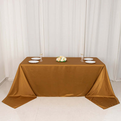 Scuba Rectangular Tablecloth 90"x156" Shimmer Gold - Wrinkle Free & Stain Resistant Seamless Table Cover for Luxurious Events