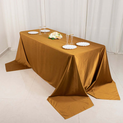 Scuba Rectangular Tablecloth 90"x156" Shimmer Gold - Wrinkle Free & Stain Resistant Seamless Table Cover for Luxurious Events