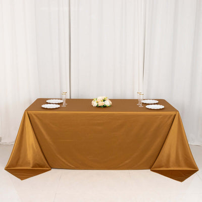 Scuba Rectangular Tablecloth 90"x132" Shimmer Gold - Wrinkle Free & Stain Resistant Seamless Table Cover