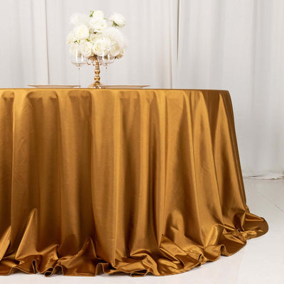 Scuba Round Tablecloth 132" Shimmer Gold - Wrinkle Free & Stain Resistant Seamless Table Cover