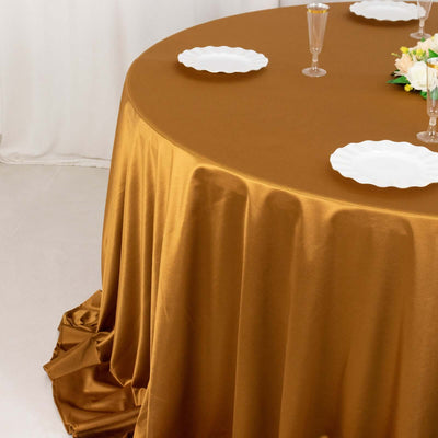 Scuba Round Tablecloth 132" Shimmer Gold - Wrinkle Free & Stain Resistant Seamless Table Cover