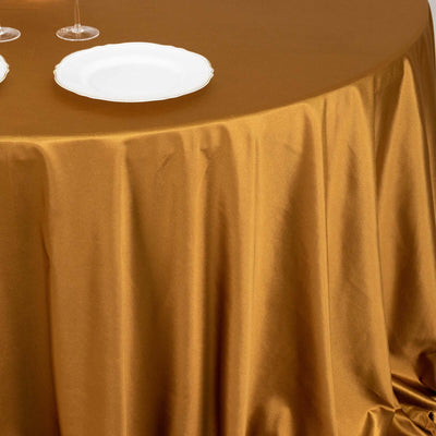 Scuba Round Tablecloth 132" Shimmer Gold - Wrinkle Free & Stain Resistant Seamless Table Cover