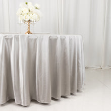 Shimmer Silver Premium Scuba Round Tablecloth, Wrinkle Free Seamless Polyester Tablecloth
