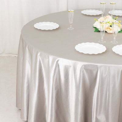 Scuba Round Tablecloth 120" Shimmer Silver - Seamless Table Cover