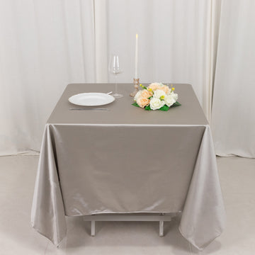 Shimmer Silver Premium Scuba Square Tablecloth, Wrinkle Free Seamless Polyester Tablecloth - 70"