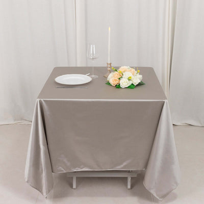 Scuba Square Tablecloth 70"x70" Shimmer Silver - Wrinkle Free Table Cover