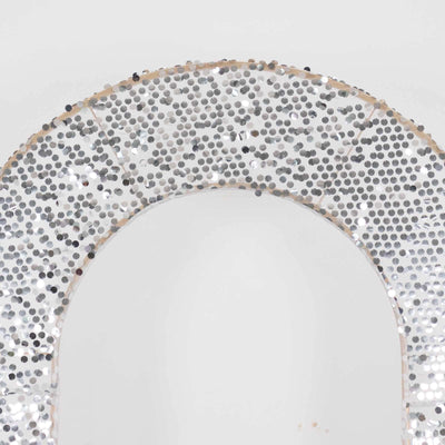Silver Big Payette Sequin Open Arch Backdrop Cover, Sparkly U-Shaped Fitted Wedding Arch Slipcover - 8ft