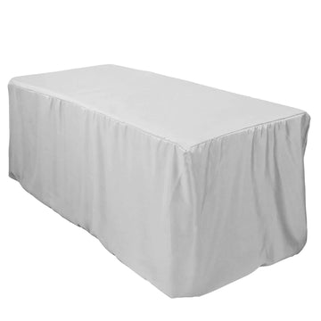 Silver Fitted Polyester Rectangular Table Cover 6ft