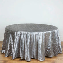 Round Silver Pintuck Tablecloth 120 Inch   