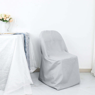 Polyester Folding Chair Cover Silver - Reusable Stain-Resistant Slipcover