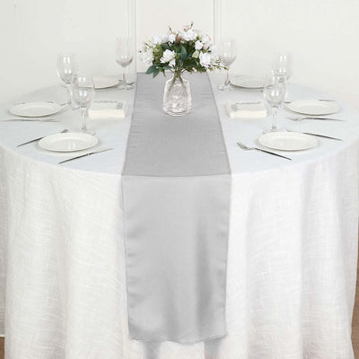 Polyester Table Runner 12"x108" Silver - Wrinkle-Resistant & Durable Table Decor
