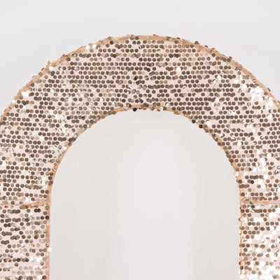 Rose Gold Big Payette Sequin Open Arch Backdrop Cover, Sparkly U-Shaped Fitted Wedding Arch Slipcover - 8ft