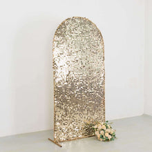 Sparkly Champagne Big Payette Sequin Fitted Chiara Backdrop Stand Cover for Round Top Wedding Arch