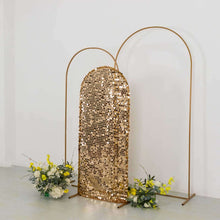 Sparkly Gold Big Payette Sequin Fitted Chiara Backdrop Stand Cover for Round Top Wedding Arch