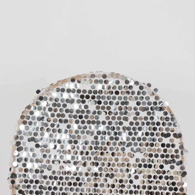Sparkly Silver Big Payette Sequin Fitted Chiara Backdrop Stand Cover for Round Top Wedding Arch - 5ft