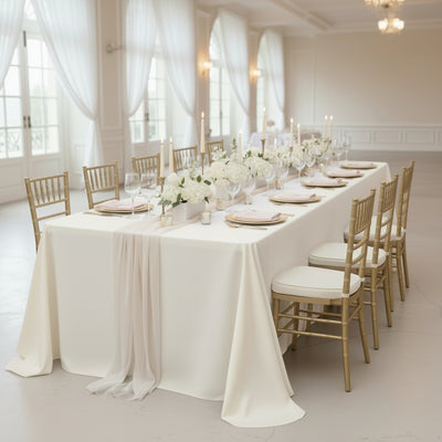 Polyester Rectangular King Tablecloth – 108" x 156" Extra-Wide Ivory, Wrinkle-Resistant Banquet Linen for Catering, Events & 8ft Tables