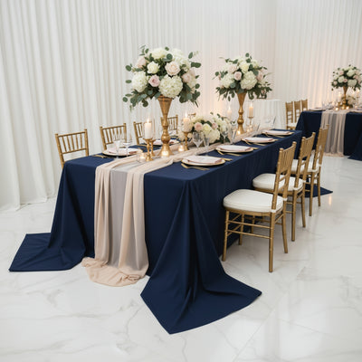 Polyester Rectangular King Tablecloth – 108" x 156" Extra-Wide Navy Blue, Wrinkle-Resistant Banquet Linen for Catering, Events & 8ft Tables