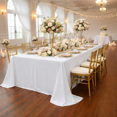 Polyester Rectangular King Tablecloth – 108" x 156" Extra-Wide White, Wrinkle-Resistant Banquet Linen for Catering, Events & 8ft Tables