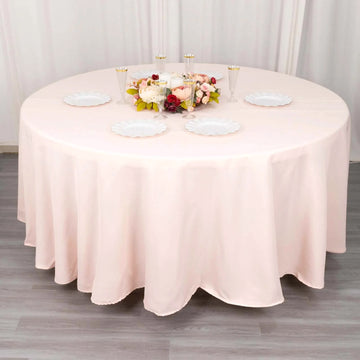 Blush Seamless Premium Polyester Round Tablecloth: The Perfect Addition to Your Event Decor