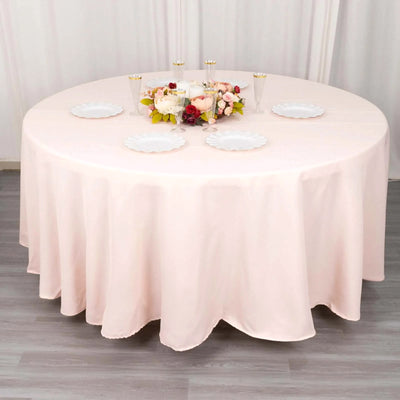 Premium Polyester Round Tablecloth 108" Blush - 220GSM Wrinkle-Resistant & Durable Table Cover