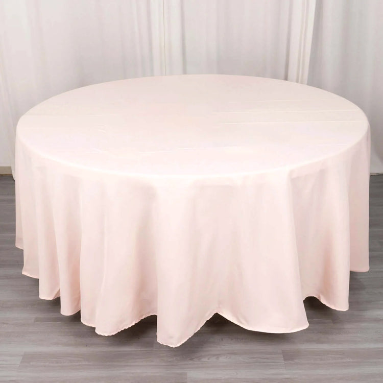 108inches Blush Rose Gold 200 GSM Seamless Premium Polyester Round Tablecloth