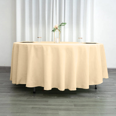 Polyester Round Tablecloth 108" Beige - Durable and Stain-Resistant for Easy Maintenance