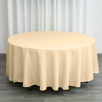 Polyester Round Tablecloth 108" Beige - Durable and Stain-Resistant for Easy Maintenance