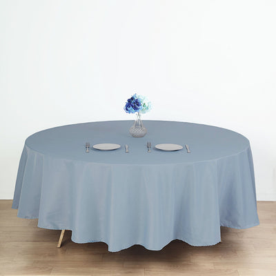 Polyester Round Tablecloth 108" Dusty Blue - Durable and Stain-Resistant for Easy Maintenance