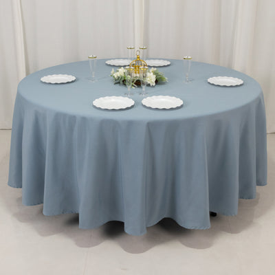 Premium Polyester Round Tablecloth 108" Dusty Blue - 220GSM Wrinkle-Resistant & Durable Table Cover