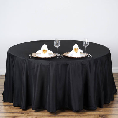Polyester Round Tablecloth 108" Black - Durable and Stain-Resistant for Easy Maintenance