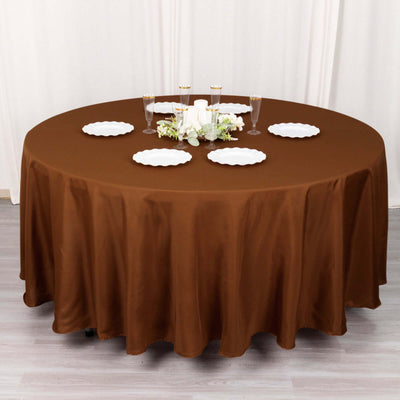 Polyester Round Tablecloth 108" Cinnamon Brown - Durable and Stain-Resistant for Easy Maintenance