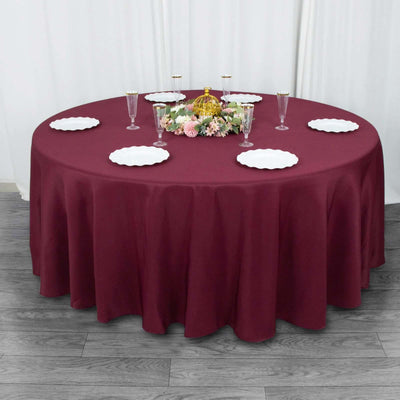 Premium Polyester Round Tablecloth 108" Burgundy - 220GSM Wrinkle-Resistant & Durable Table Cover