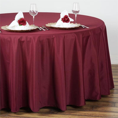 Polyester Round Tablecloth 108" Burgundy - Durable and Stain-Resistant for Easy Maintenance