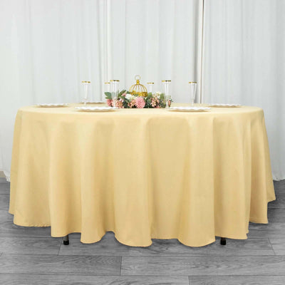 Premium Polyester Round Tablecloth 108" Champagne - 220GSM Wrinkle-Resistant & Durable Table Cover